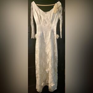 Vintage wedding dress and train